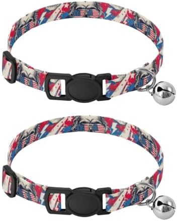 Skull Styled Hair Collar with Bell for Dog Puppy 2 Pack Pet Collar Adjustable 10.6 to 17.1 Inches
