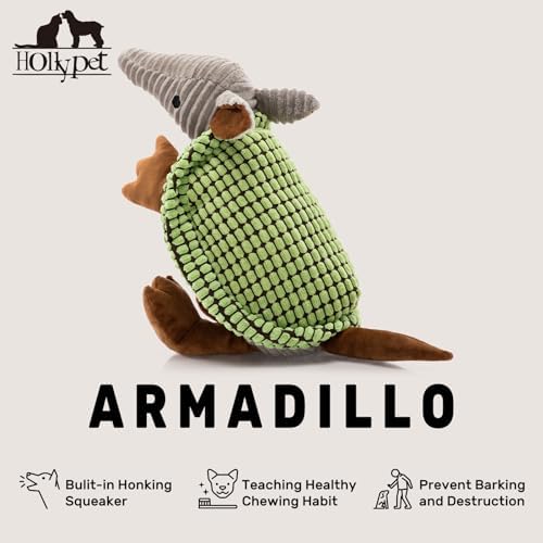 Hollypet Armadillo Squeaky Dog Toys for Medium Large Dogs, 14"