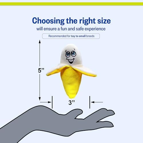 PetSport Tiny Tots Foodie Banana - Banana Dog Toy Squeak Toy, Soft Plush Puppy Toys, Interactive with Squeaker, Made for Small Dogs - 5 Inch