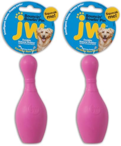 JW Pet Bouncin' Bowlin Pin Dog Toy, Large (Assorted Colors) (Pack of 2)