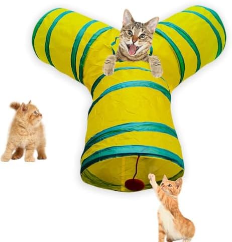 Cat Tunnel Tube Toys, 3 Ways Tunnels for Indoor Cats with Play Ball