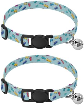 Colorful Retro Camper Adjustable Buckle Small Dog Collar 2 Pack for Cats
