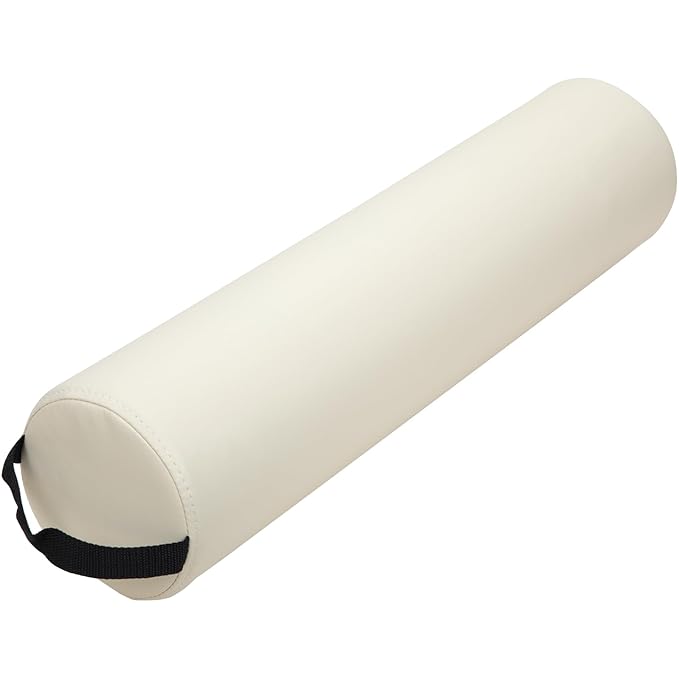 ForPro Full Round Bolster Pillow, Crème, Oil and Stain-Resistant, for Massage and Yoga, 6” R x 26” L