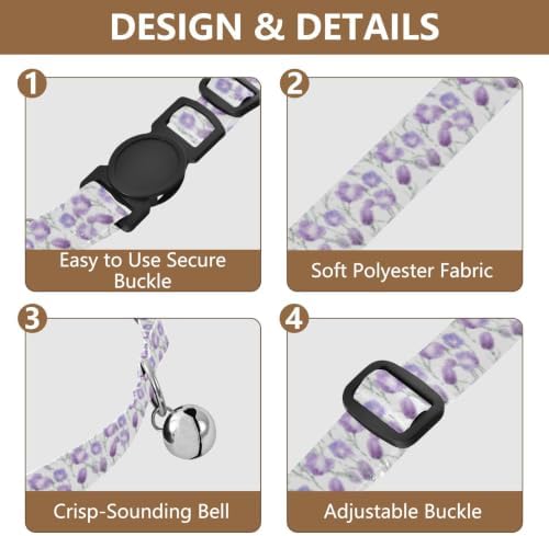 Watercolor Flowers White Cat Collar 2 Pack Lightweight Small Dog Collar Adjustable 10.6 to 17.1 Inches
