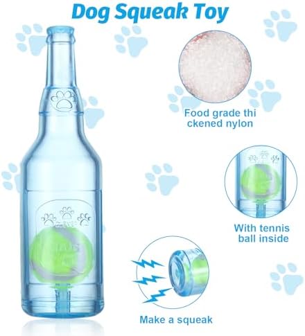 Blue Water Bottle Dog Toy for Aggressive Chewers Small Medium Dogs
