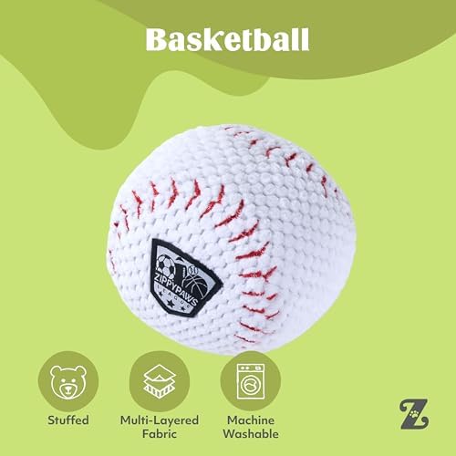 ZippyPaws SportsBallz Dog Squeaky Toys to Keep Them Busy - Baseball
