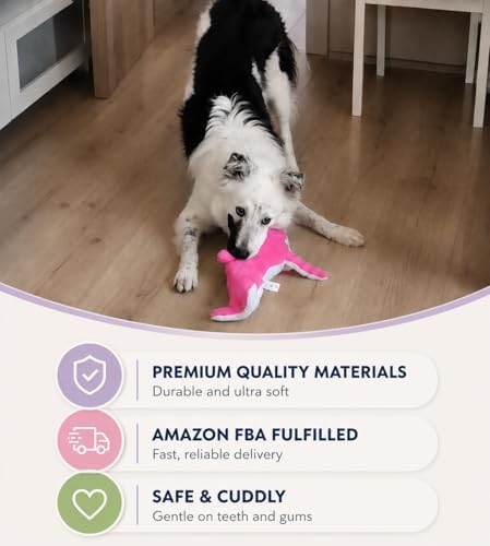 Crinkle Dog Toy – No stuffing Squeaky Dog Toy for Small Medium & Large Breeds, Interactive Tough Toy Set - Ideal for Chewing Teething & Fetch Durable Pet-Safe Materials - Soft Pink/Purple Plush, Large