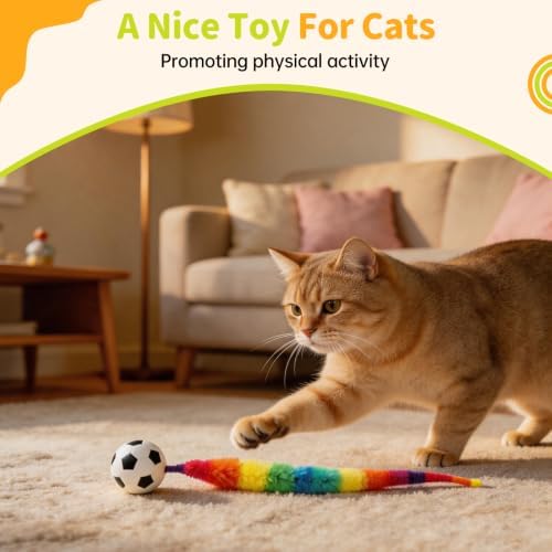 SHENGSEN Bouncy Ball with Tail Cat Toys 5 Packs