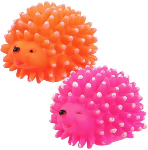 FRCOLOR Hedgehog Dog Squeaky Toys 2 Pcs Pet Molar Toys Latex Chew Toys for Puppies Interactive Teething Toys for Dental Care Cartoon Pet Toys 3.54 X 2.75 X 2.36 in