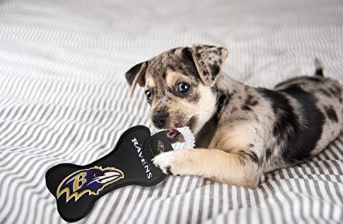 Pets First NFL Baltimore Ravens Dental Dog TUG Toy with Squeaker. Tough PET Toy for Healthy Fun, Teething & Cleaning Pet's Teeth & Gum., Team Color, one Size (BAL-3310)