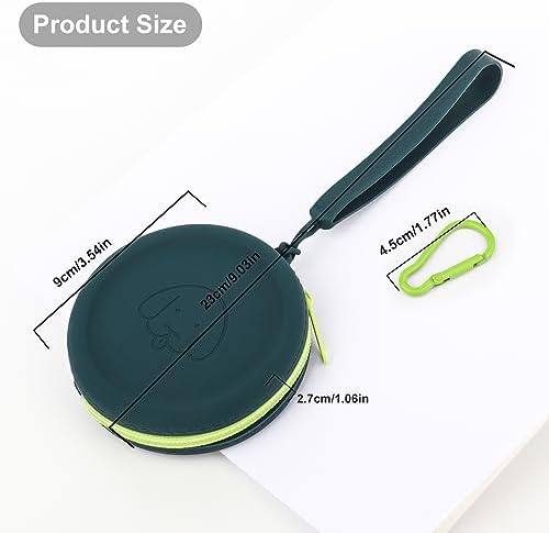 Silicone Dog Treat Pouch Small Bag,2PCS Pet Walking Bag for Dog and Cat,Pocket Size,Easy to Clean,Odorless,Zipper Design,Moisture-Proof,Travel Walking Bag,Portable Training Bag(Drak Green&White)