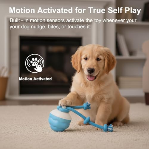Interactive Dog Toys, Motion Activated Rolling Dog Ball Toy, Automatic Moving Dogs Toy for Boredom Stimulating, Self Play Ball for Small Medium Dogs Indoor, USB Rechargeable (Blue)