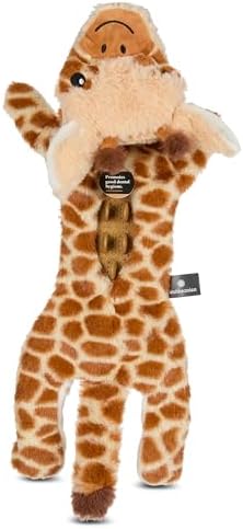 Smithsonian Longamals Giraffe Plush Dog Toy – 20" Crinkle & Squeaky, Stuffing-Free Interactive Tug Toy for Medium & Large Dogs