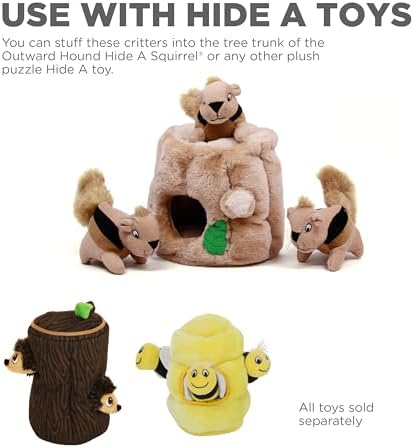 Outward Hound by Nina Ottosson Plush Replacement Chipmunk Toys for Snuffle N' Treat Dog Ball Puzzle - 3 Pack