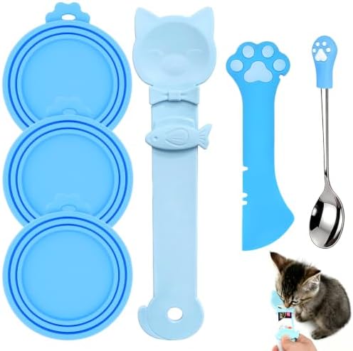 6PCS Set Cat Treat Spoon Squeeze,Can Lids, Opener Spatula and Spoon