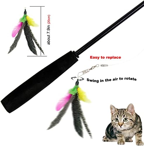 Cat Feather Toys Refills, 8 Pieces Natural Da Bird Feathers Refill, Cat Wand Replacement Feather for Indoor Cats (D)