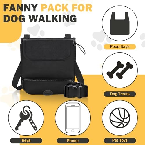 Dog Treat Pouch with 2-Cup Silicone Liner Pet Training Fanny Pack