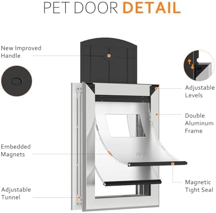[Classicmacher] Aluminum Heavy Duty Large Dog Door Up to 100lbs Silver
