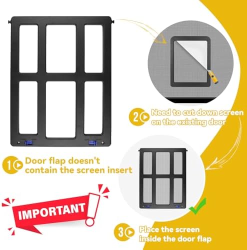 Enjoying Dog Screen Door for Sliding Screen Door, Flap Opening 11.2" x 14.4", Screen Door with Magnetic Doggie Door Built-in, Large Doggy Door for Screen Window Thin Metal Door, Lockable, Black