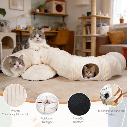 Cat Tunnel Bed with 12 Interactive Toys, Kitten Toys for Indoor Kittens