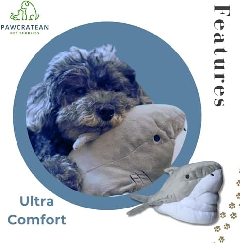 7" Squeaky Plush Toy for Puppies Small Dogs, Grey Shark