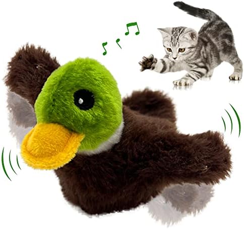 Flapping Cat Toy, Motion Activated Duck with Catnip, 3 Modes & USB Rechargeable, Machine Washable Interactive Toy for Indoor Cats