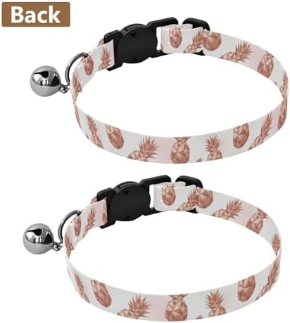Geometric Rose Gold Pineapples Soft Cat Collar, 2 Pack Dog Bell Collar