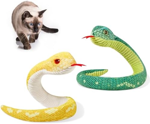 Potaroma Cat Toys Realistic Snake Catnip Crinkly Sound Toy 2 Pcs for Halloween, Mesh Fabric for Teeth Cleaning, Interactive Kicker Toys for Indoor Kitten Exercise 20 Inches