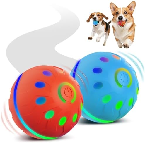 Zoomsnail 2 Pack Interactive Dog Toys with Lights, BPA-Free Automatic Dog Balls, 2 Modes, Rechargeable Waterproof Rolling Dog Ball Toys for Small & Medium Dogs, Interactive Dog Ball Gift Set