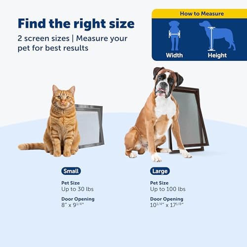 PetSafe Screen Door for Dogs & Cats, Up to 100 lb, Large | For Screen Doors or Porch Screens, Puncture-Resistant Mesh, Sliding Wind-Lock, Quick DIY Snap-in Install
