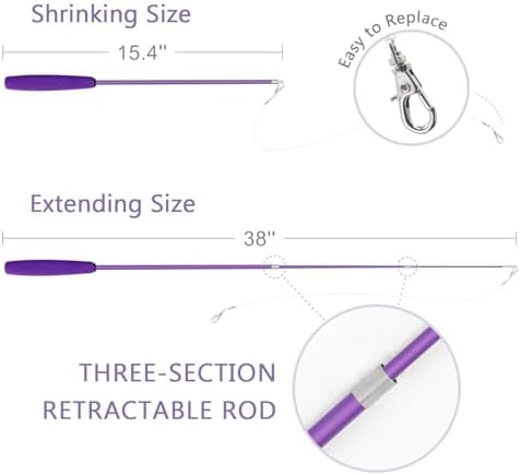 SONGWAY Interactive Cat Feather Toy Set - Retractable Teaser Wand with 6 Pcs Feather Refills with Bell, Cat Wand Toys for Indoor Cats Kittens Play Chase Exercise, Blue