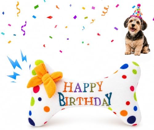 Dog Birthday Cake Squeak Toys, 1 Pcs (Bone)