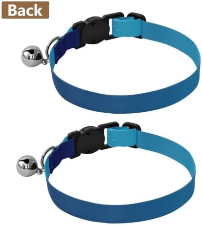Blue Gradient Puppy Collar with Bell 2 Pack Kitten Collar Adjustable Length 10.6" to 17.1"