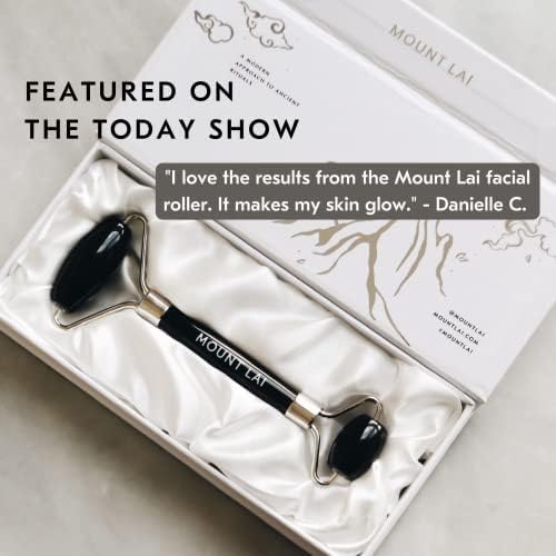 Mount Lai Warming Black Obsidian Facial Roller – The Stone of Clarity, Detoxifying Face Roller Tool for Purified Skin, Relaxation & Improved Circulation, Facial Massager Tool for Self-Care Ritual