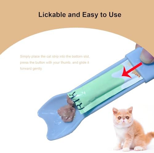 2pcs Cat Treat Spoon Squeeze, Cat Strip Feeders, Multi-Function Kitten Strip Squeeze Spoon for Wet Food Liquid Snack, Licky Treats Feeding Scoop Treat Dispenser Feeding Scoop for Puppies Small Pets