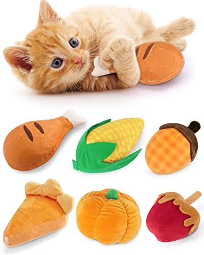 CiyvoLyeen Plush Thanksgiving Catnip Toys for Indoor Cats 6 Pack