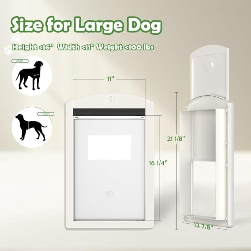 Large Dog Door for Door with Sliding Lock Panel and Magnetic Flap