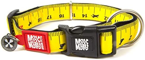 Max & Molly Fashion Smart ID Dog Collar, Soft Padded Neoprene, Anti-Fade, Adjustable Sizing w/Pet Profile Smart ID QR-Tag, Waterproof & Machine Washable for Small Dogs, Ruler Design, Small