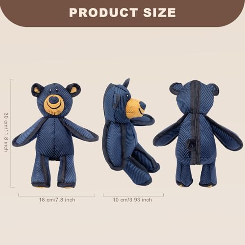 yfgswqx Squeaky Bear Dog Toy, 11.8 Inch Interactive Dog Toy with 1 Squeaker, 600D Oxford Fabric Tug Toy for Medium and Large Dogs