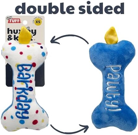 Huxley & Kent Tiny Tuff Plush Dog Toy, It's My Barkday Bone