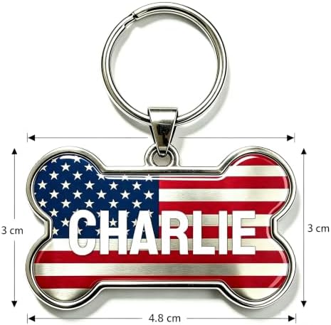 HSIAHOU Custom Pet ID Tags, Personalized Aluminum Cat Tag Dog Tag (America)