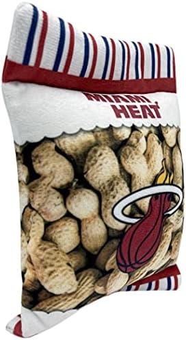 Pets First NBA Miami Heats Crinkle FINE Plush Dog & CAT Squeak Toy - Cutest Stadium Peanuts Snack Plush Toy for Dogs & Cats with Inner Squeaker & Beautiful Basketball Team Name/Logo