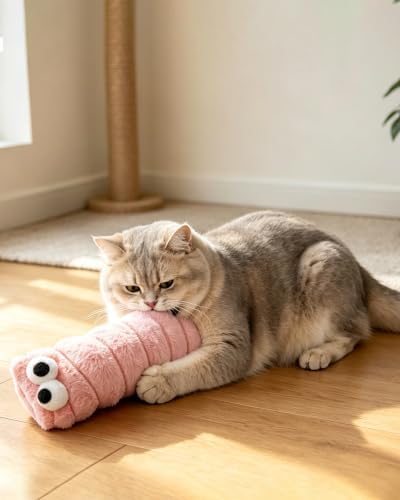 PET SHOW 3 Pack Cat Toys Pillows for Indoor Cats Kittens Soft Kicker Toy with Catnip Inside Crinkle Sounds Pet Interactive Caterpillar Plush Kitty Sticks for Play & Exercise