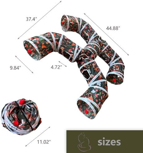 Foldable H-Shaped Cat Tunnel Toy with Interactive Playing Balls - 4 Exits for Cats, Kittens, Rabbits & Small Pets Collapsible Play Tube for Indoor Fun & Exercise