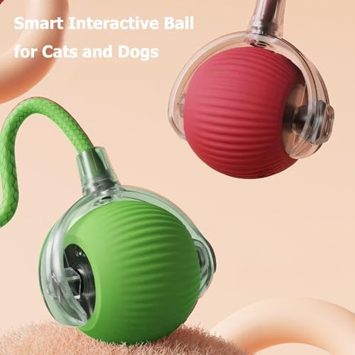 Interactive Electric Pet Ball, USB Rechargeable Auto Rolling Toy with Tail