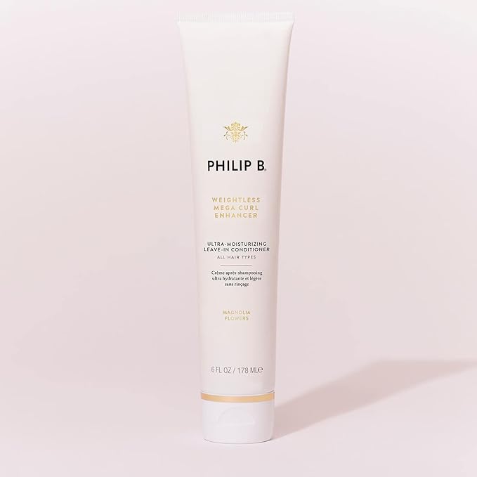 PHILIP B. Weightless Mega Curl Enhancer Ultra-Moisturizing Leave-In Conditioner, 6 oz - Repairs Dry Strands, Tames Frizz, Magnolia Flower Scented