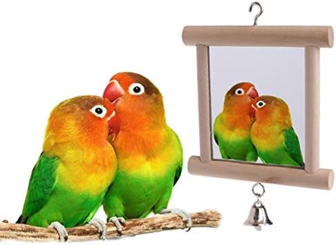 Litewoo Bird Mirror with Bell Parrot Swing Interactive Play Toys, 2PC