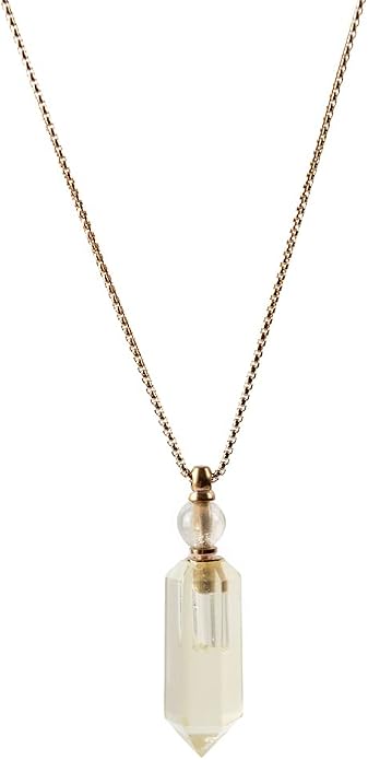 YGLINE Perfume Bottle Necklace,Essential Oil Bottle Pendant,Hexagon Prism Bottle Pendant,Various Gemstones,Healing Stones,Women Gifts