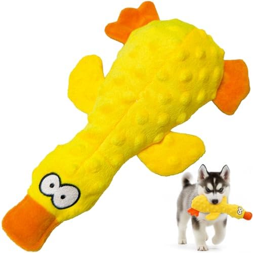 Calming Yellow Duck Toy for Mellow Dog, Interactive Crinkle Plush Stuffed Duck Toy with Quack Sound for Dogs Teeth, Anti Anxiety Comforty Toy for Small Dogs Puppy Mellow Dog
