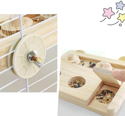 Wooden Foraging Toy Bird Puzzle Pet Treat Dispenser Parrot Enrichment Game Educational Mental Training Wood Three Compartments